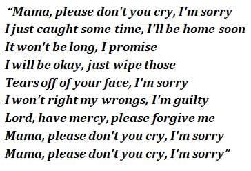 Lyrics of "Mama Cry"
