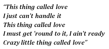 QUEEN crazy little thing called love Script Heart chanson Lyrique Citation Imprimé 