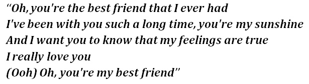 Lyrics of "You're My Best Friend"
