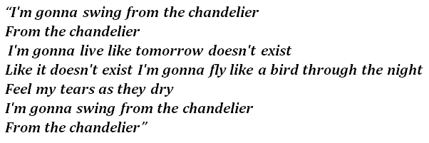 Lyrics of the song "Chandelier"