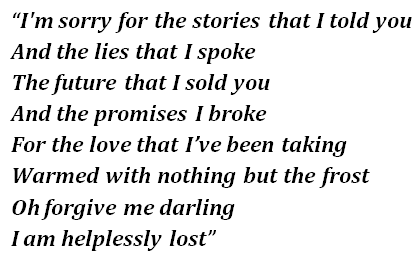 Lyrics of "Helplessly Lost"