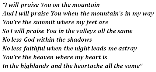 Lyrics of UNITED's "Highlands"