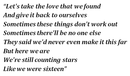 Lyrics of Ellie Goulding's "Sixteen"
