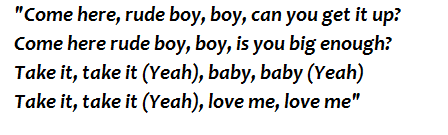Lyrics of "Rude Boy"