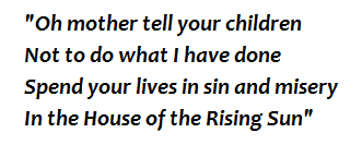 lyrics of "The House of the Rising Sun"