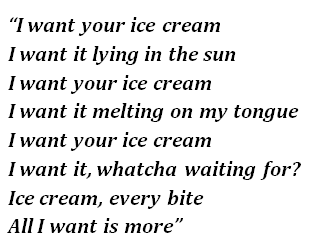Lyrics of "Ice Cream"