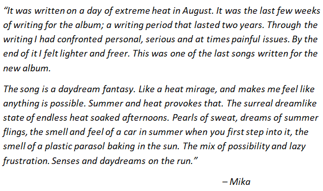 Mika talks about the meaning of "Ice cream"