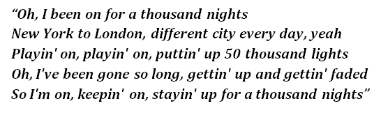 Lyrics of "1000 Nights"