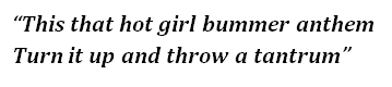 Lyrics of "Hot Girl Bummer"