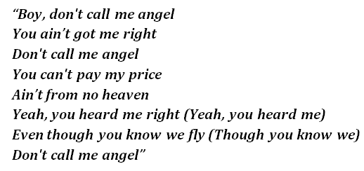 Lyrics of "Don't Call Me Angel"