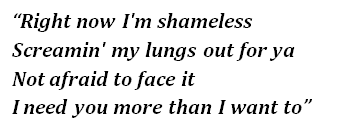 Lyrics of "Shameless"