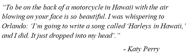 Katy Perry explains inspiration for "Harleys in Hawaii"