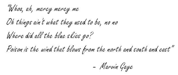 Lyrics of Mercy Mercy Me by Marvin Gaye. 
