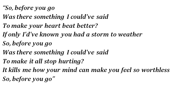 Lyrics of "Before You Go" 