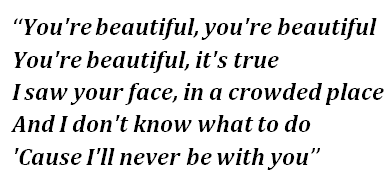 Lyrics of "You're Beautiful" 