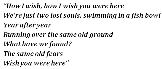 Lyrics of "Wish You Were Here"