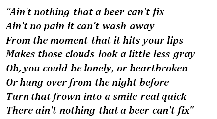 Lyrics of "Beer Can't Fix" 