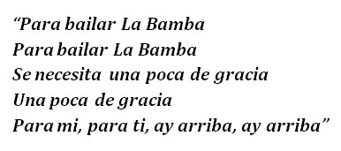 Lyrics of "La Bamba" 