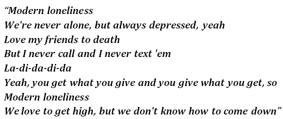 Lyrics of "Modern Loneliness" 