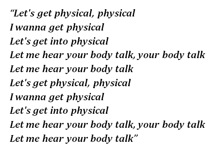 Lyrics of "Physical" 
