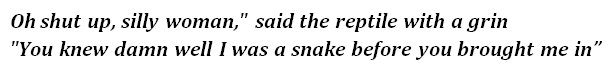 Lyrics of "The Snake" 