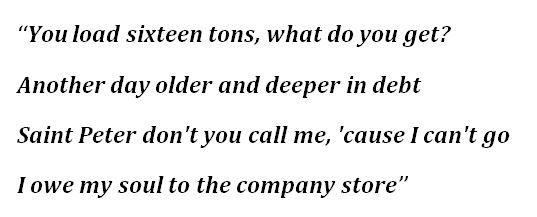 Tennessee Ernie Ford, "Sixteen Tons" Lyrics