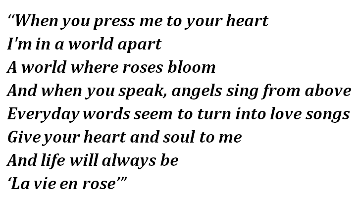 Lyrics of La Vie En Rose