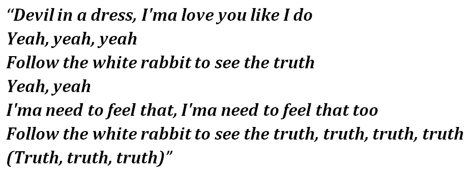 Lyrics of "Follow The White Rabbit" 