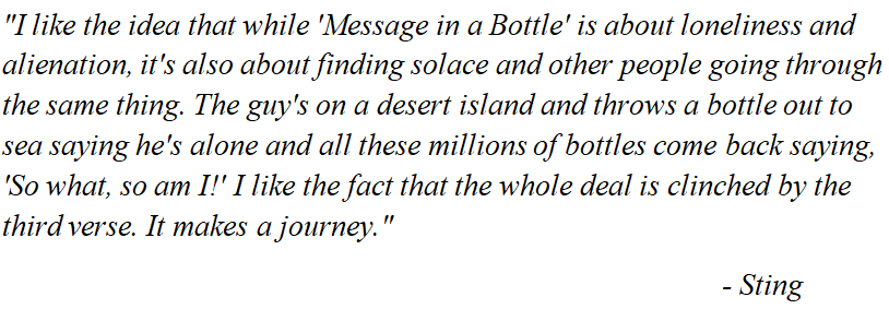 Sting talks about "Message in a Bottle"