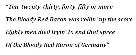 Lyrics for "Snoopy vs. The Red Baron"