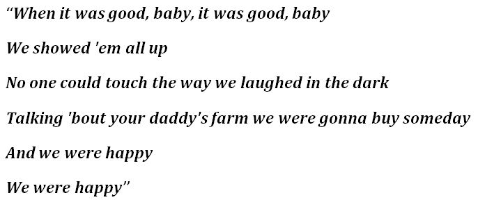 Lyrics for "We Were Happy"