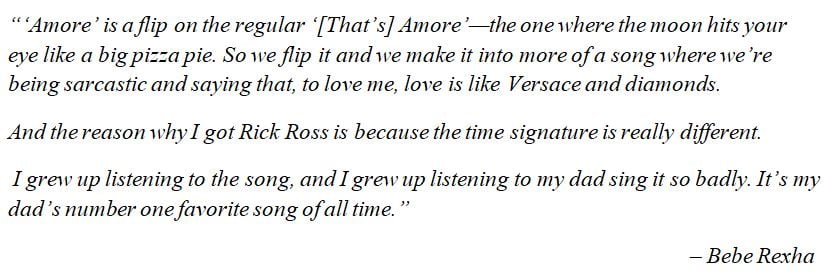 Bebe Rexha discusses "Amore"