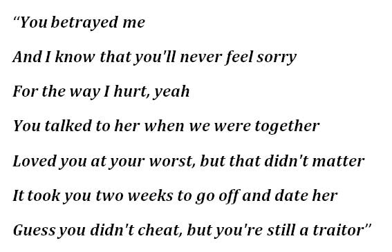 You betrayed me lyrics