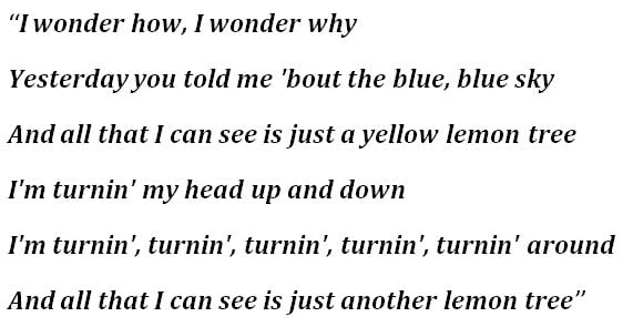 Lyrics for "Lemon Tree"