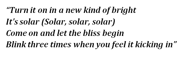 Lyrics of "Solar Power" 