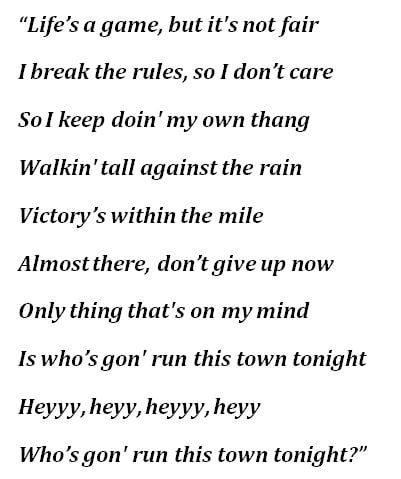 Lyrics to "Run This Town" 