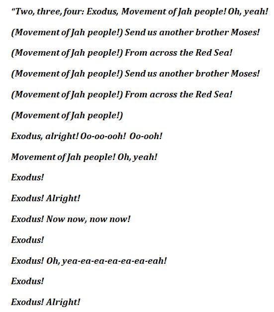 Lyrics to Bob Marley's "Exodus"
