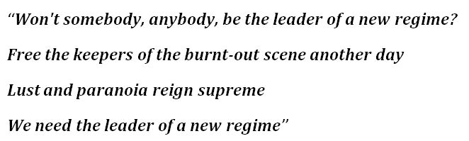 Lorde, "Leader of a New Regime" Lyrics