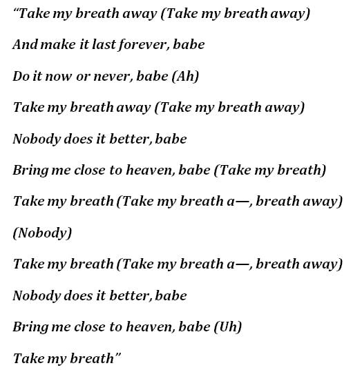 Lyrics for "Take My Breath"