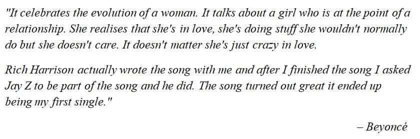 Beyoncé describes "Crazy in Love"