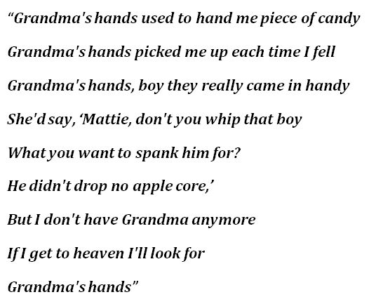 Lyrics to "Grandma’s Hands" by Bill Withers