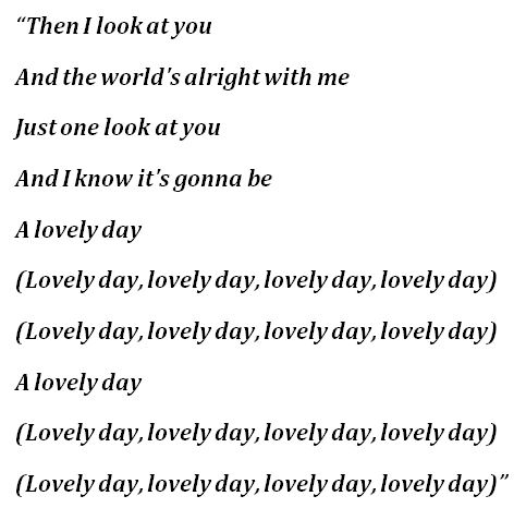 Bill Withers, "Lovely Day" Lyrics