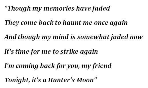 Lyrics to Ghost's "Hunter's Moon"