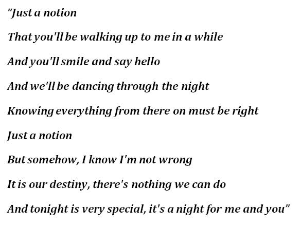 Lyrics to ABBA's "Just a Notion"