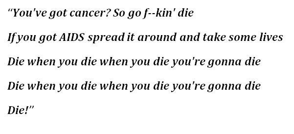 Lyrics of GG Allin's "Die When You Die"