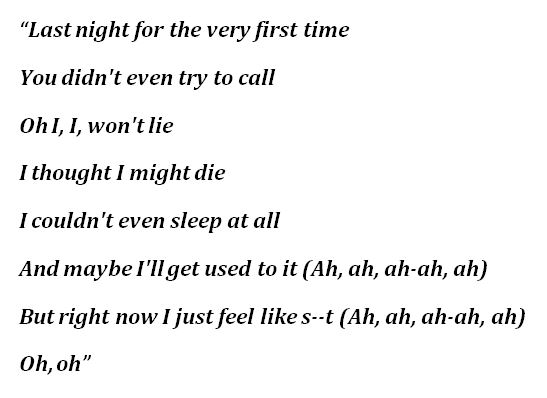 Lyrics for Tate McRae's "Feel Like Sh*t"