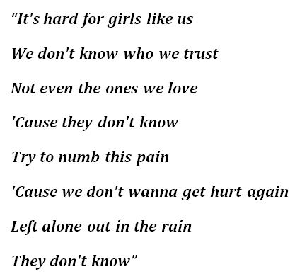Lyrics of Zoe Wees' "Girls Like Us"