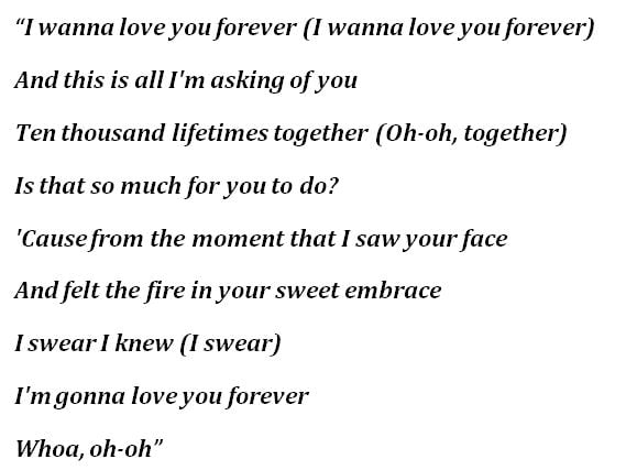 Lyrics of Jessica Simpson's "I Wanna Love You Forever"