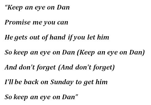 ABBA, "Keep An Eye On Dan" Lyrics