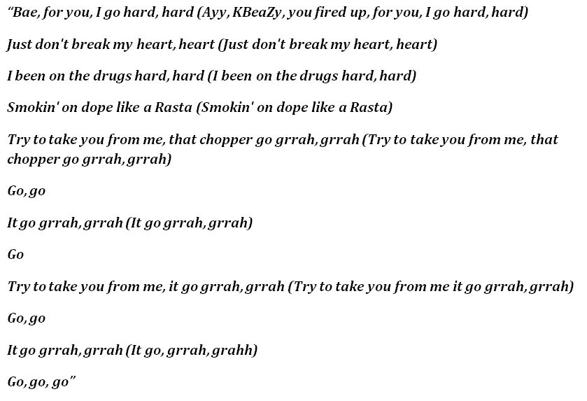 Lyrics of Juice WRLD's "Go Hard"